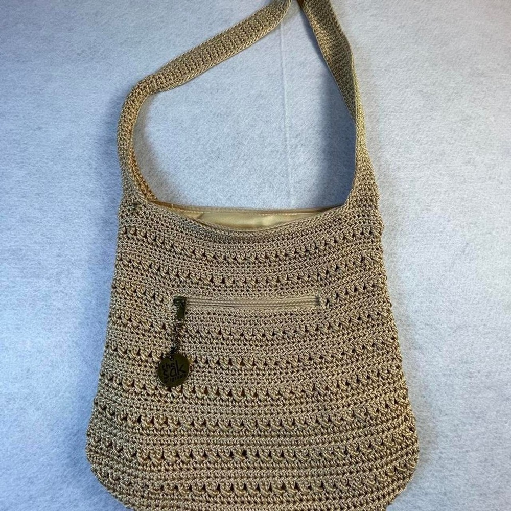 The Sak Crochet Beige Shoulder Bag Boho style crochet knit